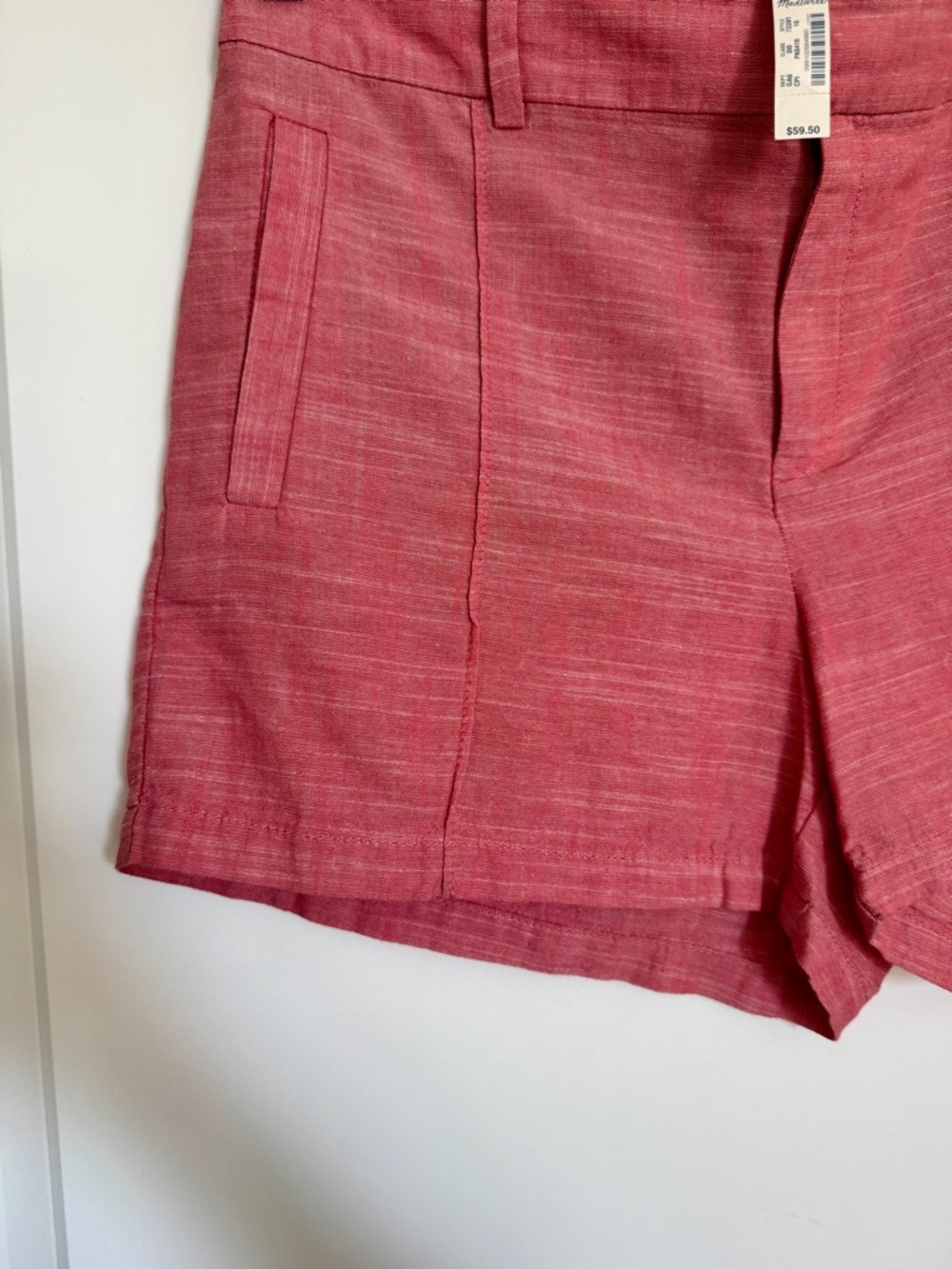 NWT! MADEWELL Women’s Pink Chambray Chino Shorts 100% Cotton Size 10 - Picture 2 of 16